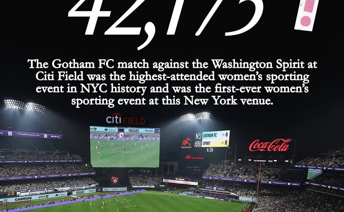 Clássico entre Gotham FC e Washington Spirit bate recorde de público no esporte feminino em Nova York