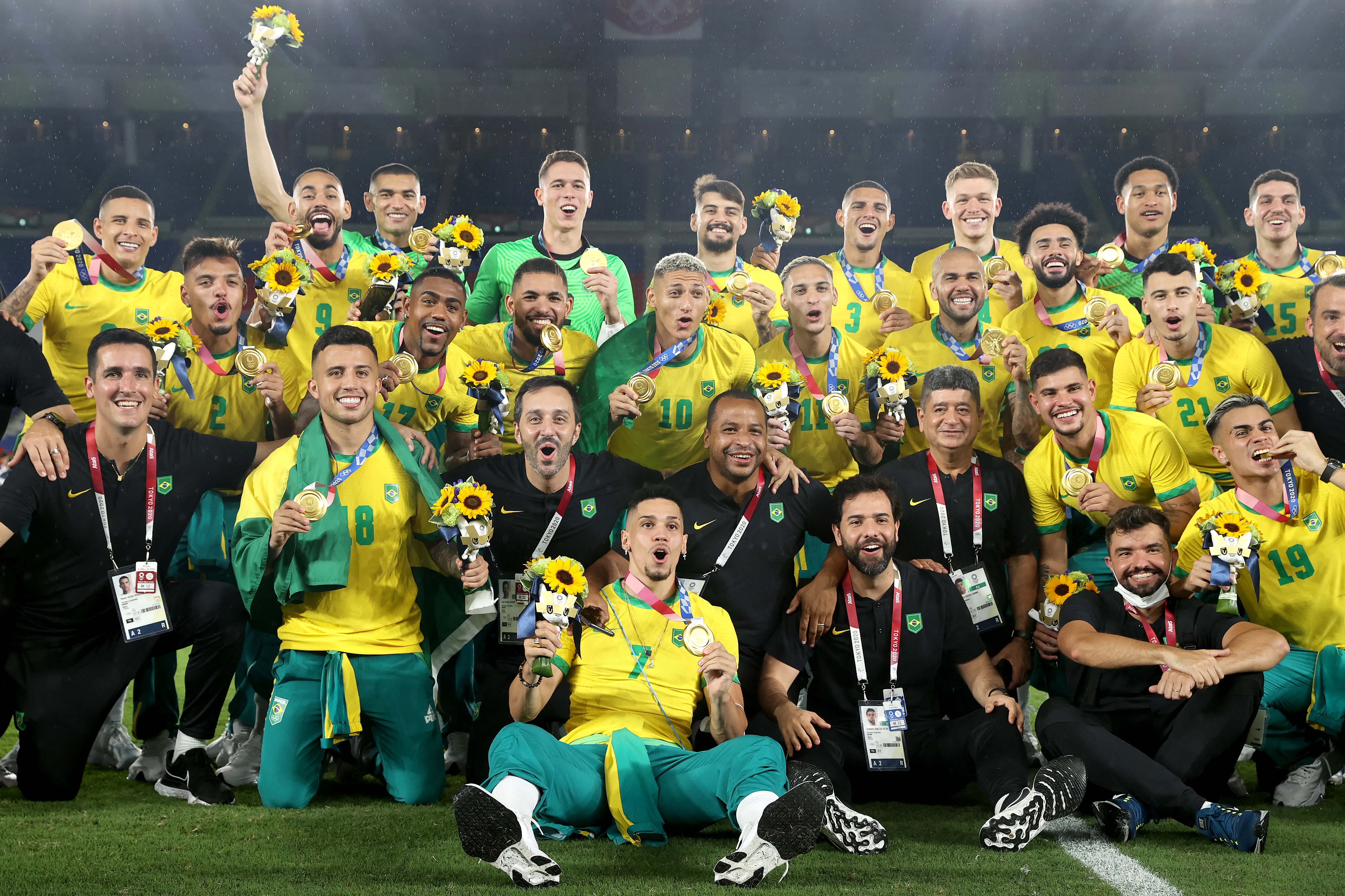 Da seleção olímpica que conquistou o ouro em Tóquio, somente Matheus Cunha e Bruno Guimarães continuaram protagonistas para a Copa do Mundo de 2026 – Foto: Francois Nel/Getty Images