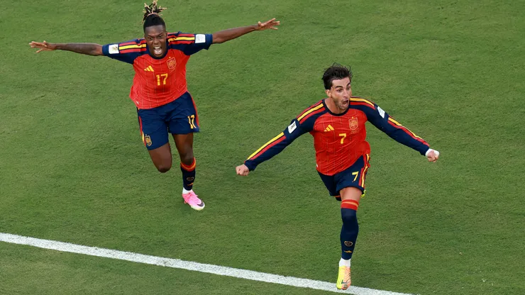 Ferran Torres comemorando o gol do título espanhol - Foto: Carl Recine/Getty Images