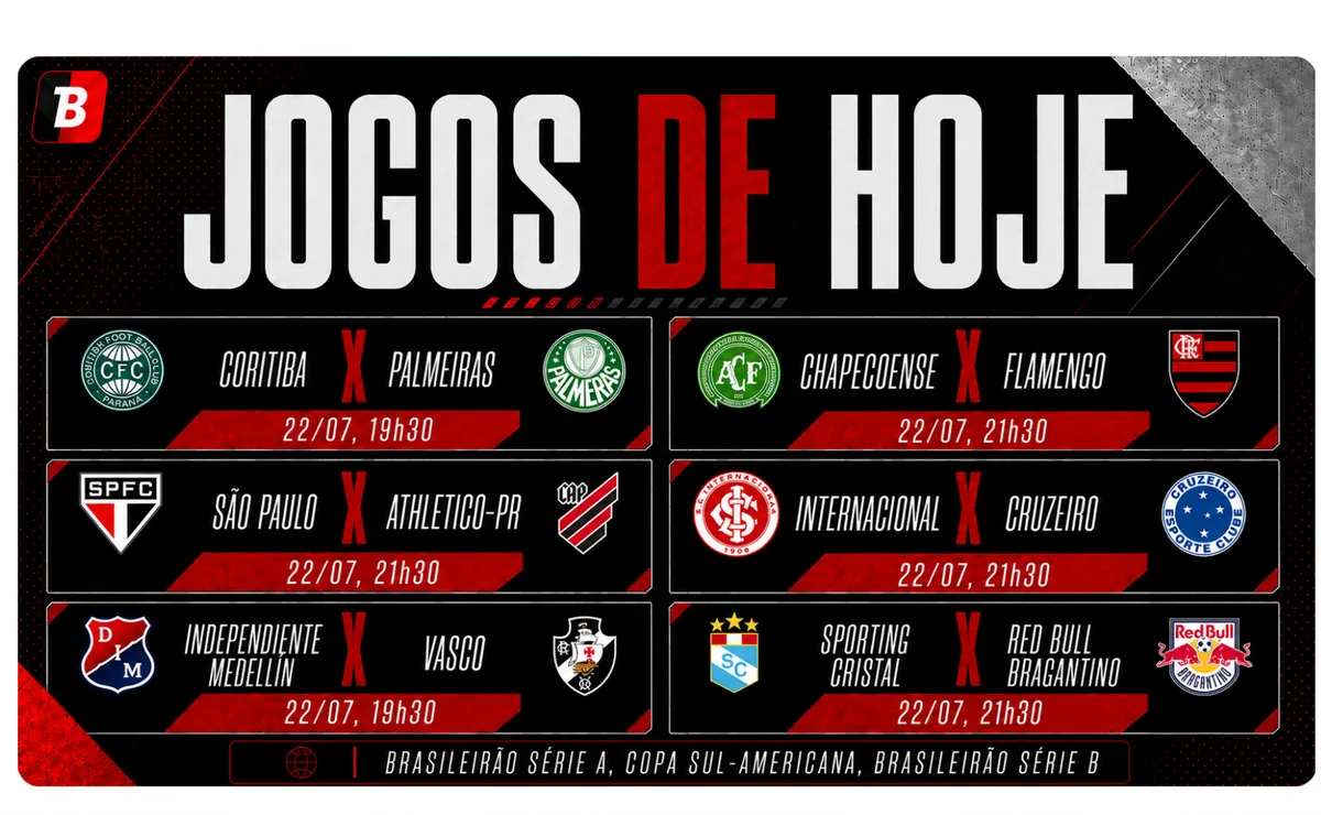 Flamengo, Palmeiras e São Paulo jogam nesta quarta-feira (22); veja horários e onde assistir ao vivo