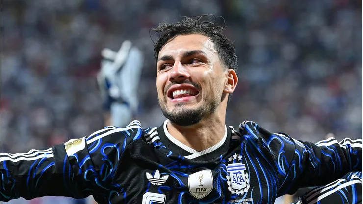 ATLANTA, GEORGIA - JULY 15: Leandro Paredes #5 and Enzo Fernandez #24 of Argentina celebrate after the 2-1 win during the FIFA World Cup 2026 Semi Final match between England and Argentina at Atlanta Stadium on July 15, 2026 in Atlanta, Georgia. (Photo by Shaun Botterill/Getty Images)