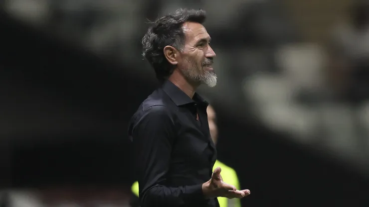 Eduardo Domínguez durante o reencontro do Atlético com a torcida após a Copa do Mundo