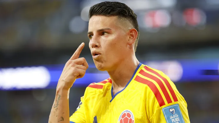 MIAMI GARDENS, FLORIDA - JUNE 27: James Rodriguez #10 of Colombia reacts during the FIFA World Cup 2026 Group K match between Colombia and Portugal at Miami Stadium on June 27, 2026 in Miami Gardens, Florida. (Photo by Michael Reaves/Getty Images)