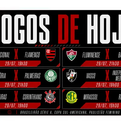 Flamengo, Palmeiras, Vasco e Fluminense jogam nesta quarta