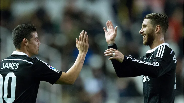 James e Ramos nos tempos de Real Madrid. Foto: Gonzalo Arroyo Moreno/Getty Images