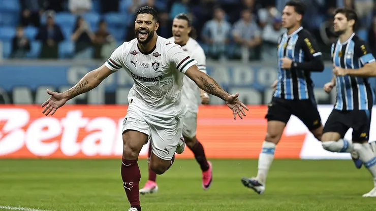 Hulk jogador do Fluminense comemora seu gol durante partida contra o Grêmio. Foto: Roberto Vinicius/AGIF