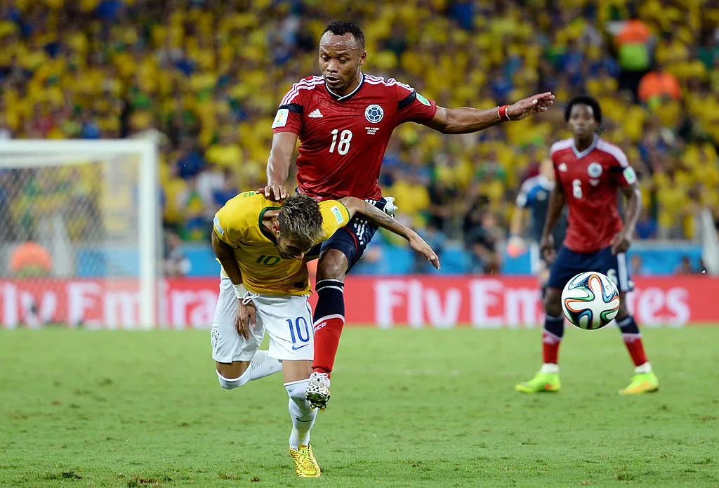 A lesão contra a Colômbia em 2014. Foto: Jamie McDonald/Getty Images
