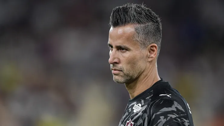 Fabio goleiro do Fluminense durante partida contra o Bragantino no estadio Maracana pelo campeonato Brasileiro A 2026.