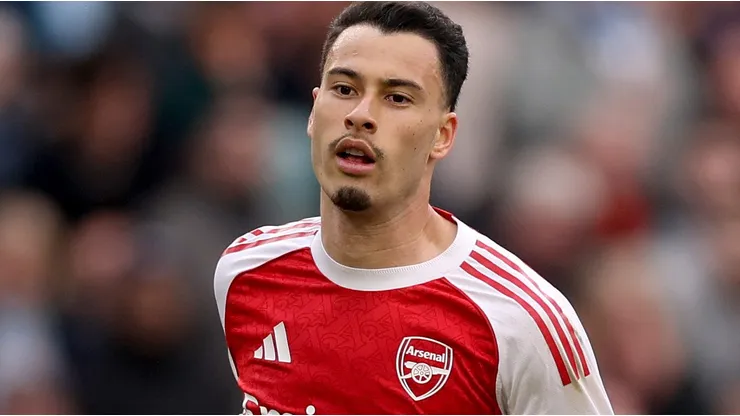 MANCHESTER, ENGLAND - APRIL 19: Gabriel Martinelli of Arsenal during the Premier League match between Manchester City and Arsenal at Etihad Stadium on April 19, 2026 in Manchester, England. (Photo by Carl Recine/Getty Images)