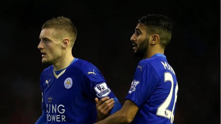 Riyad Mahrez e Jamie Vardy jogaram juntos e brilharam. Foto: Chris Brunskill/Getty Images