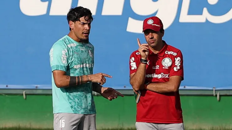 Abel e Gustavo Gómez em treino do Verdão - Foto: Foto: Cesar Greco/Palmeiras/by Canon