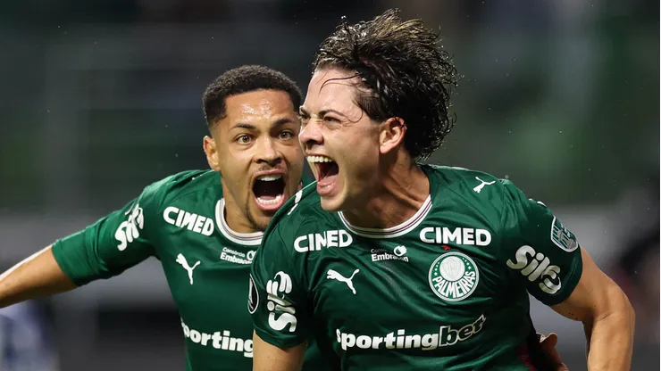 Giay comemora seu gol contra o LDU, o seu 1º com a camisa do Palmeiras - Foto: Cesar Greco/Palmeiras/by Canon