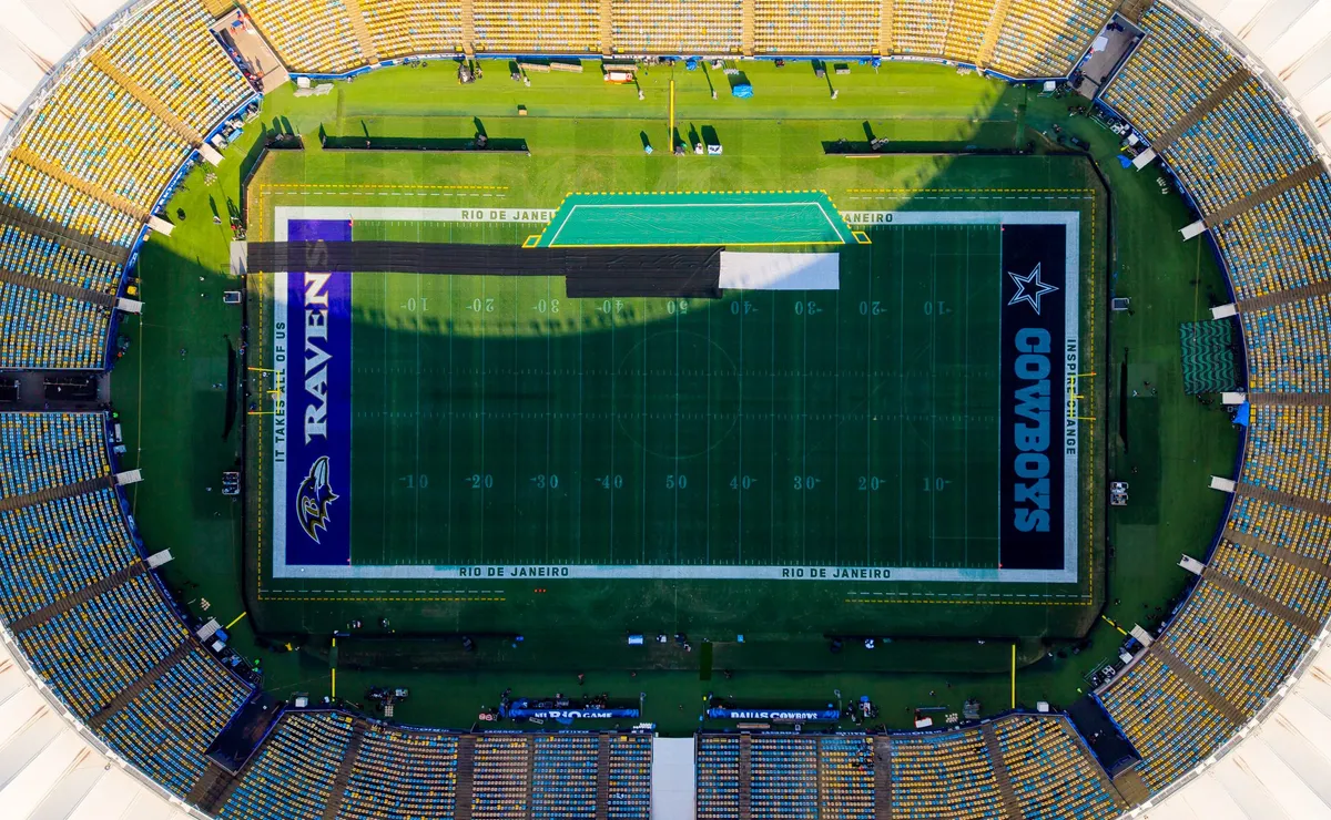 Veja como ficou o gramado do Maracanã para receber Cowboys x Ravens pela NFL