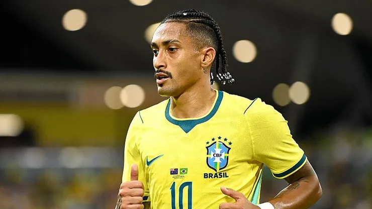 Raphinha na Seleção Brasileira. Foto: Ian Hitchcock/Getty Images
