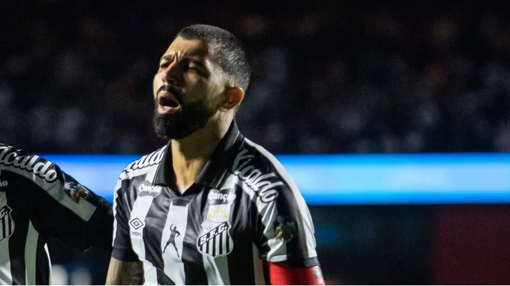 Gabigol comemora gol pelo Peixe. Foto: Rodilei Morais/Imago Fotoarena.