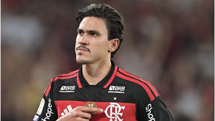 Pedro jogador do Flamengo comemora seu gol durante partida contra o Bragantino no estadio Maracana pelo campeonato Brasileiro A 2026.