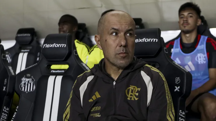 Leonardo Jardim técnico do Flamengo durante partida contra o Santos na Vila Belmiro