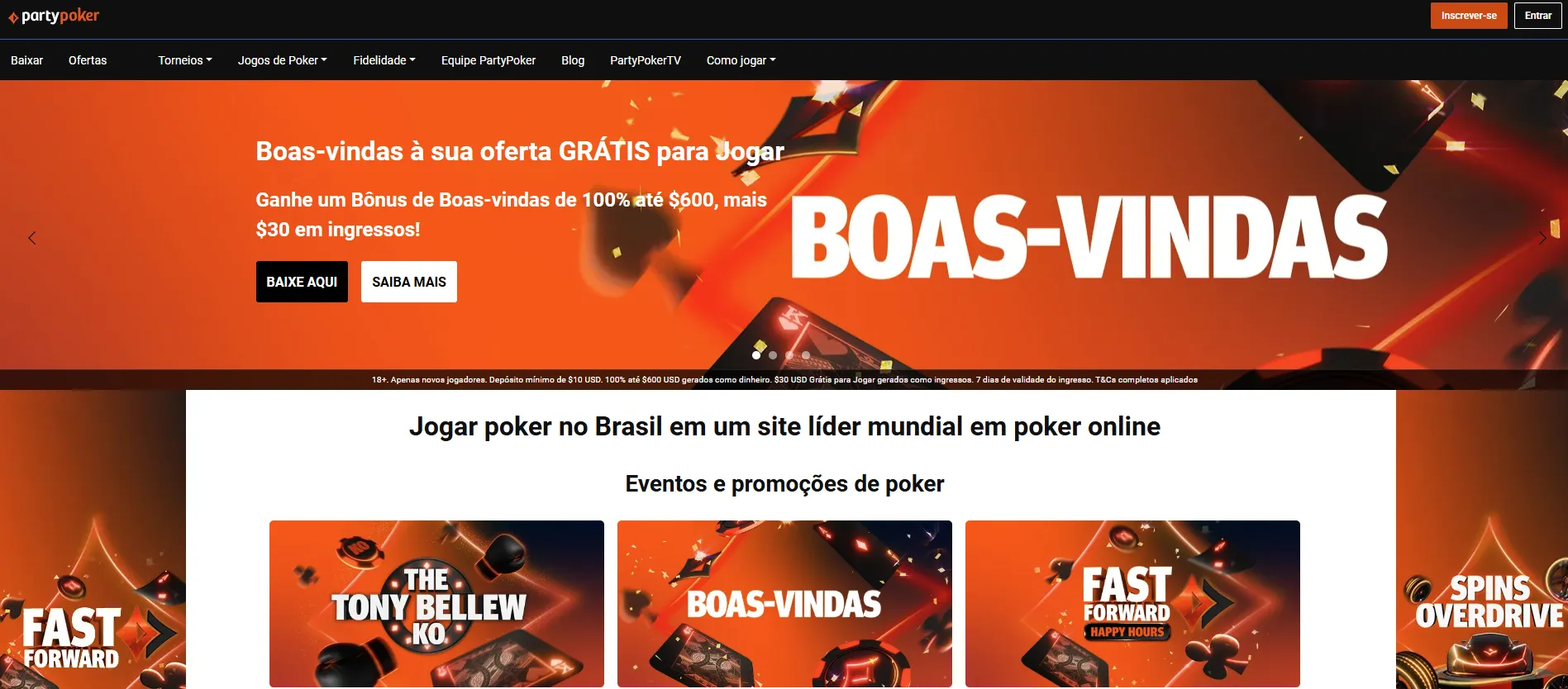 PartyPoker conta com bônus de boas-vindas no Brasil. Foto: reprodução