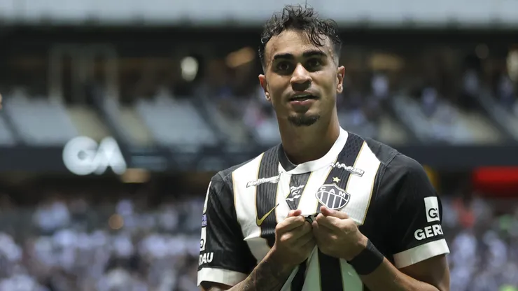 Reinier jogador do Atlético-MG comemora seu gol durante partida contra o Fluminense. Foto: Gilson Lobo/AGIF