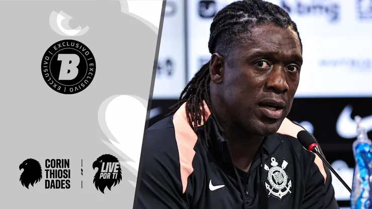 Clarence Seedorf durante sua apresentação oficial como treinador do Corinthians. Foto: Fabio Giannelli/AGIF