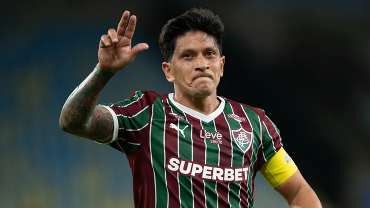 Germán Cano jogador do Fluminense comemora seu gol durante partida contra o Nova Iguaçu. Foto: Jorge Rodrigues/AGIF