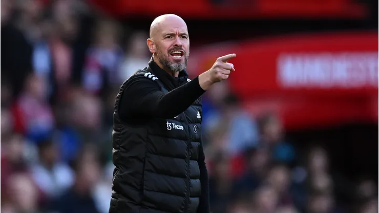 O técnico do Manchester United, Erik ten Hag, durante a partida da Premier League entre Manchester United e Brentford em 2024. (Photo by Gareth Copley/Getty Images)