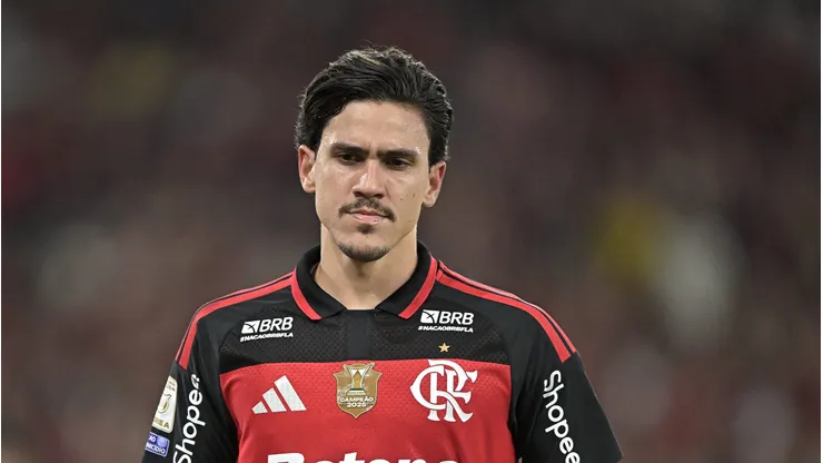 - Pedro jogador do Flamengo comemora seu gol durante partida contra o Bragantino