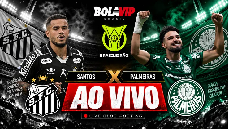 Santos x Palmeiras é transmitido ao vivo pelo Bolavip Brasil