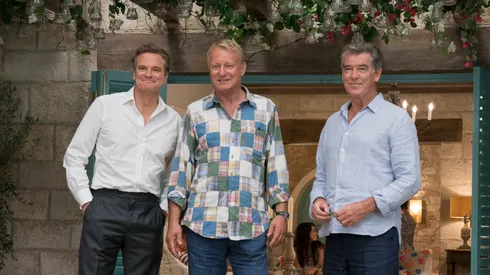 Pierce Brosnan, Colin Firth and Stellan Skarsgård in Mamma Mia! Here We Go Again.