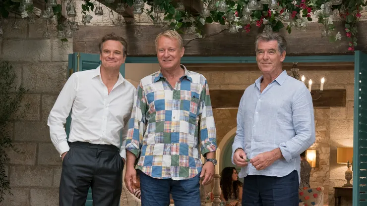 Pierce Brosnan, Colin Firth and Stellan Skarsgård in Mamma Mia! Here We Go Again.