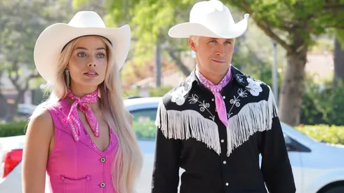 Ryan Gosling and Margot Robbie in Barbie.