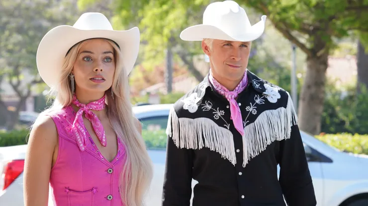 Ryan Gosling and Margot Robbie in Barbie.