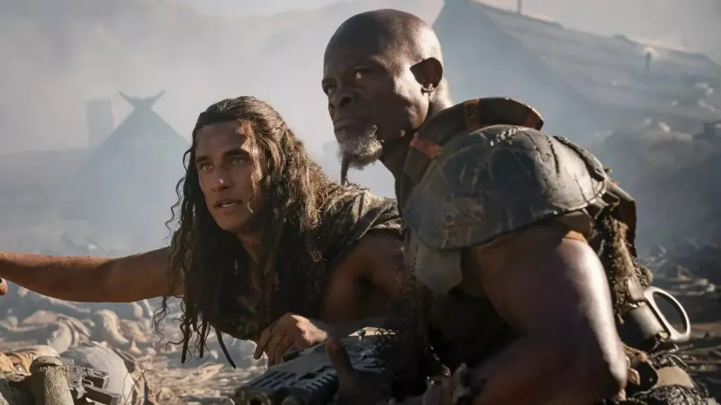 Djimon Hounsou and Staz Nair in Rebel Moon: Part Two - The Scargiver.