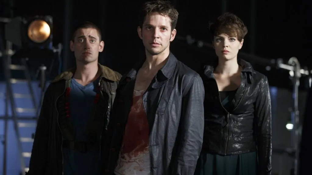 Michael Socha, Damien Molony and Kate Bracken in Being Human. 