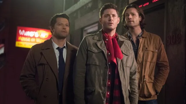 Jensen Ackles, Misha Collins and Jared Padalecki in Supernatural.