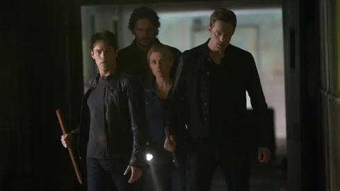 Stephen Moyer, Alexander Skarsgård, Anna Paquin and Joe Manganiello in True Blood.