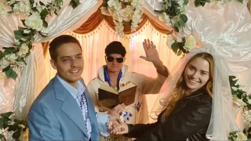 Dylan Sprouse and Virginia Gardner in Beautiful Wedding.