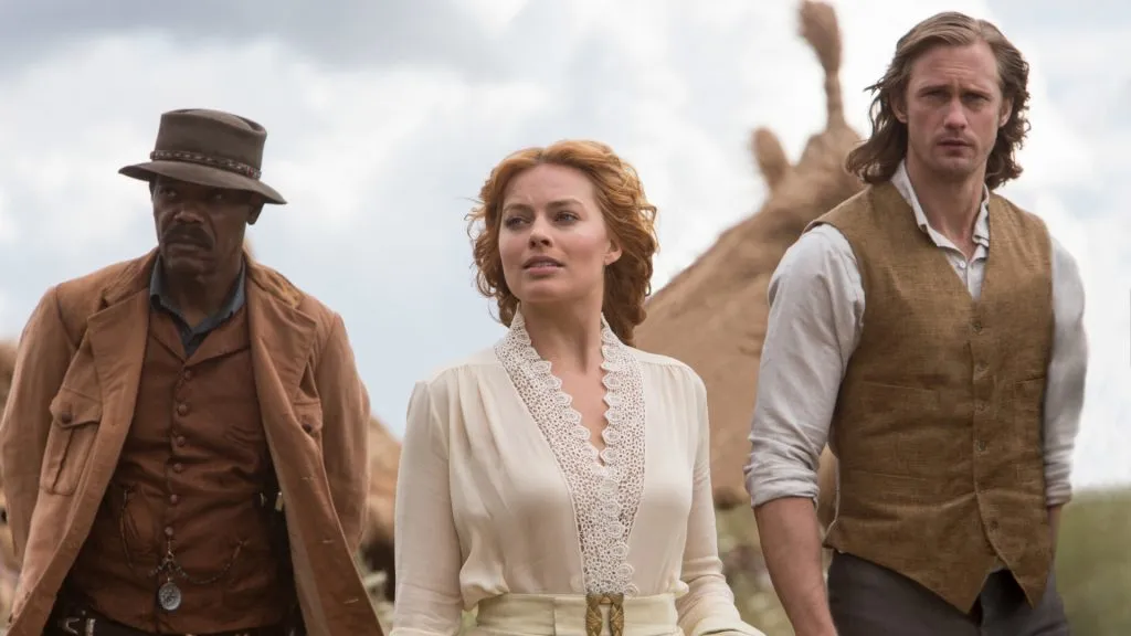 Samuel L. Jackson, Alexander Skarsgård and Margot Robbie in The Legend of Tarzan.