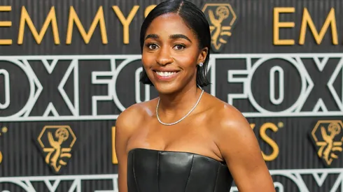 Ayo Edebiri attends the 75th Primetime Emmy Awards at Peacock Theater on January 15, 2024.