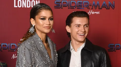 Zendaya and Tom Holland attend the London premiere of "Spider-Man: No Way Home" in Dec. 2021