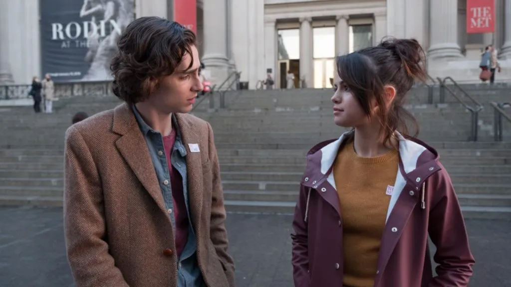 timothee and selena staring at each other