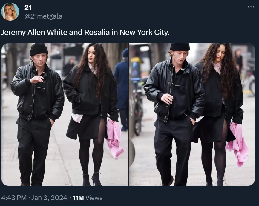 Rosalía and Jeremy Allen White in New York