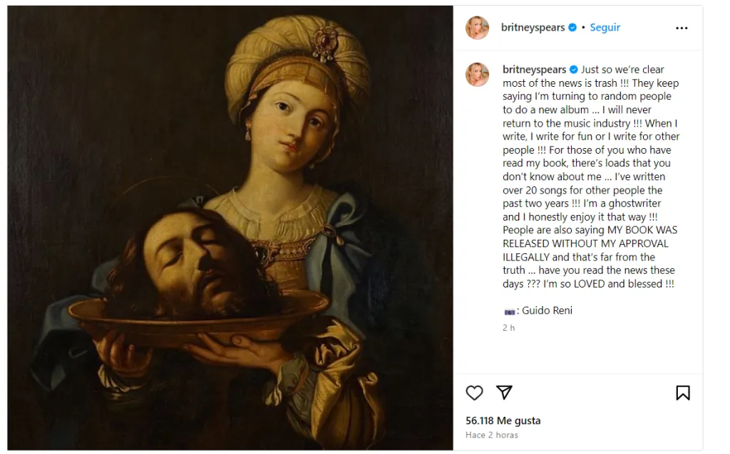 Britney Spears Instagram post ghostwriter