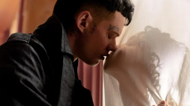 Bill Skarsgard and FKA twigs in The Crow. (Source: IMDb)