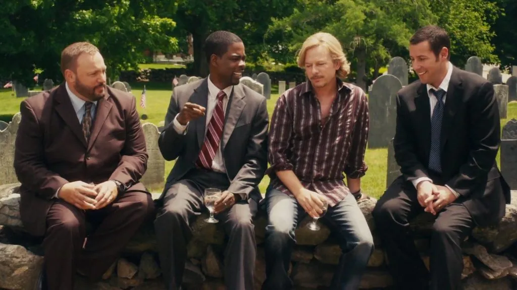 Adam Sandler, Chris Rock, David Spade, and Kevin James in Grown Ups. (Source: IMDb)