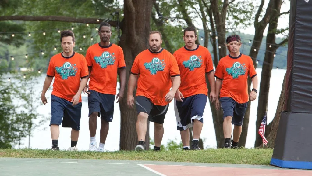 Adam Sandler, Chris Rock, Rob Schneider, David Spade and Kevin James in Grown Ups. (Source: IMDb)