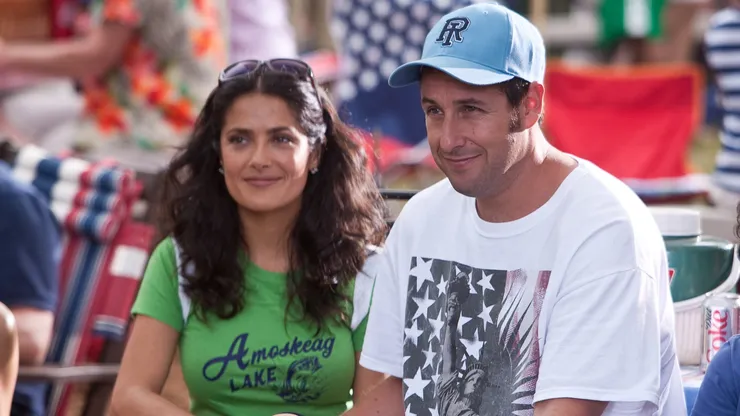 Salma Hayek and Adam Sandler in Grown Ups.