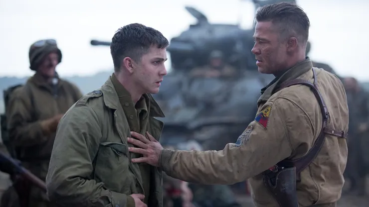 Brad Pitt and Logan Lerman in Fury.
