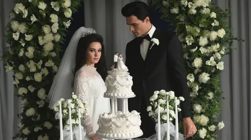 Cailee Spaeny and Jacob Elordi in Priscilla.