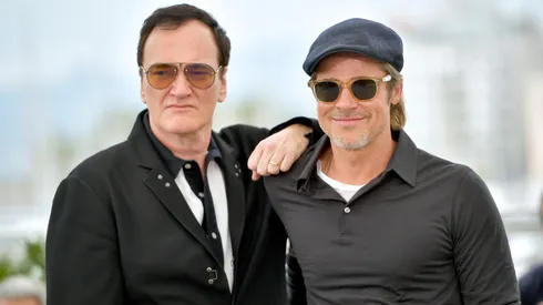 Quentin Tarantino and Brad Pitt attend the photocall for "Once Upon A Time In Hollywood" during the 72nd annual Cannes Film Festival.